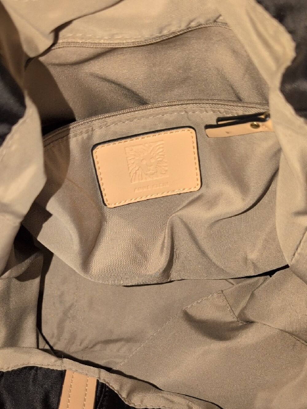 Black Anne Klein Tote Bag with Tan Handles  And trim - Picture 9 of 16